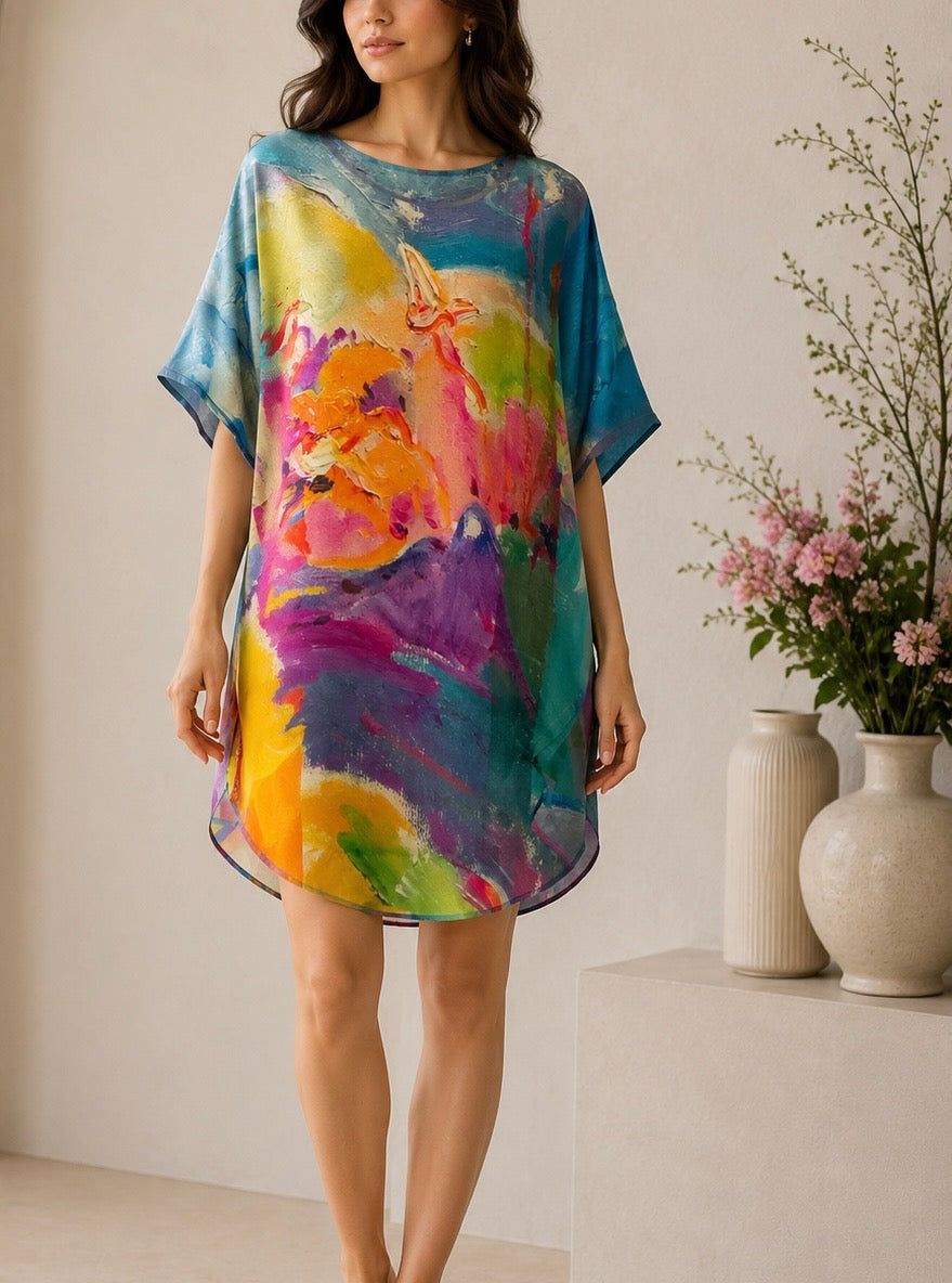 Colourful silk tunic
