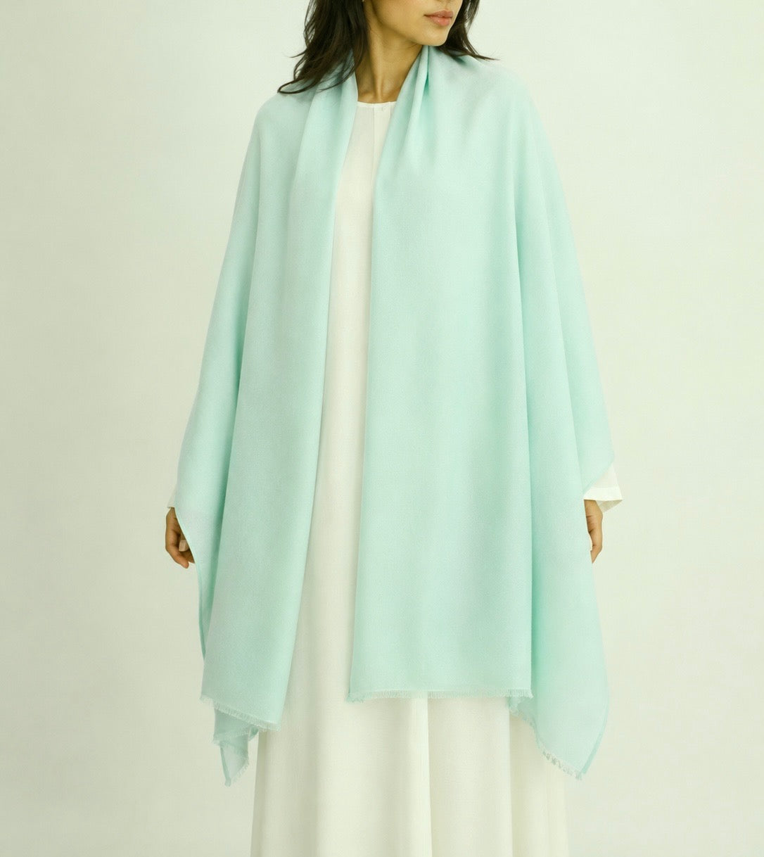 Sea foam blue green cashmere shawl