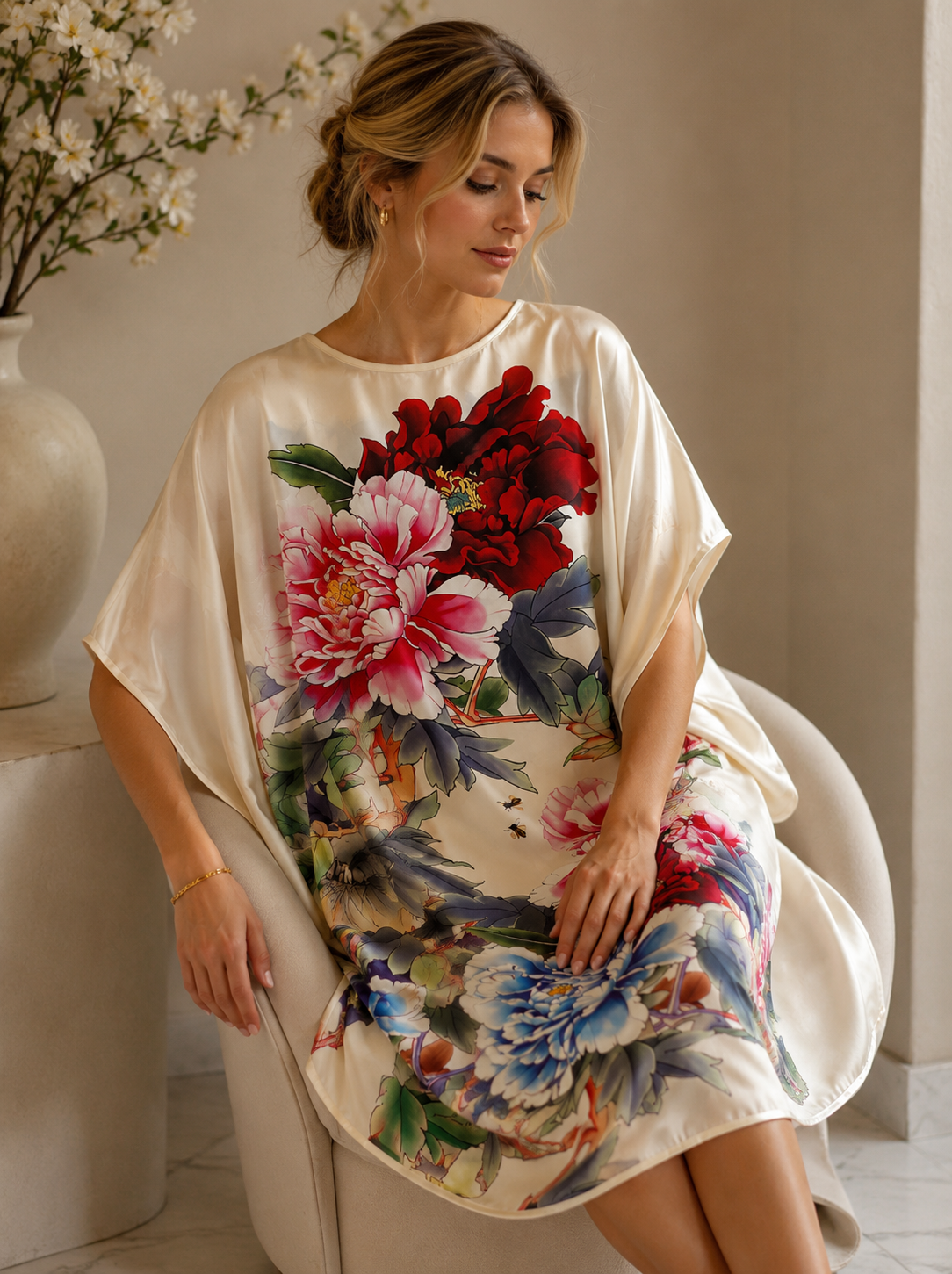 Silk floral tunic
