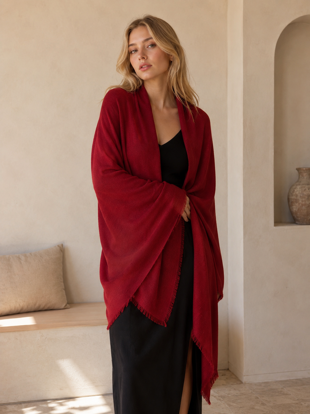 Red cashmere shawl