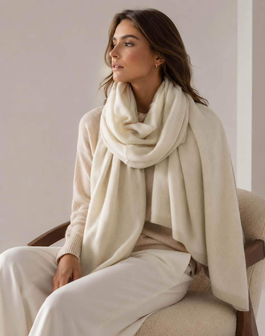 Cream luxury cashmere shawl