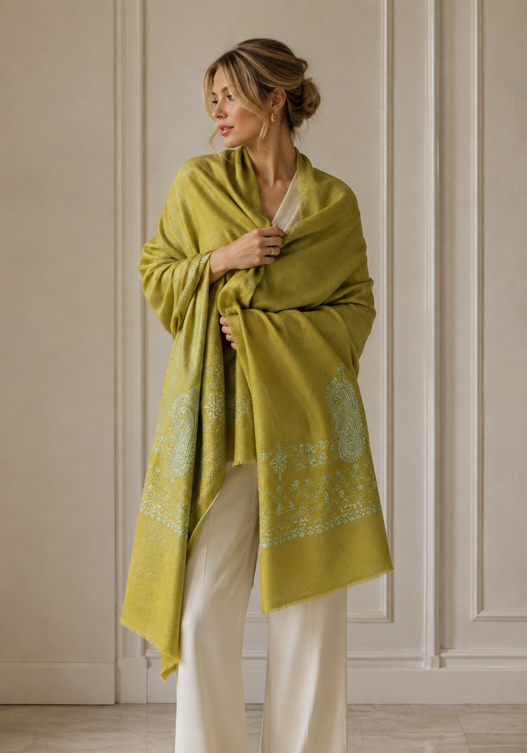 "Handwoven hand embroidered Kashmiri shawl — Kumari's