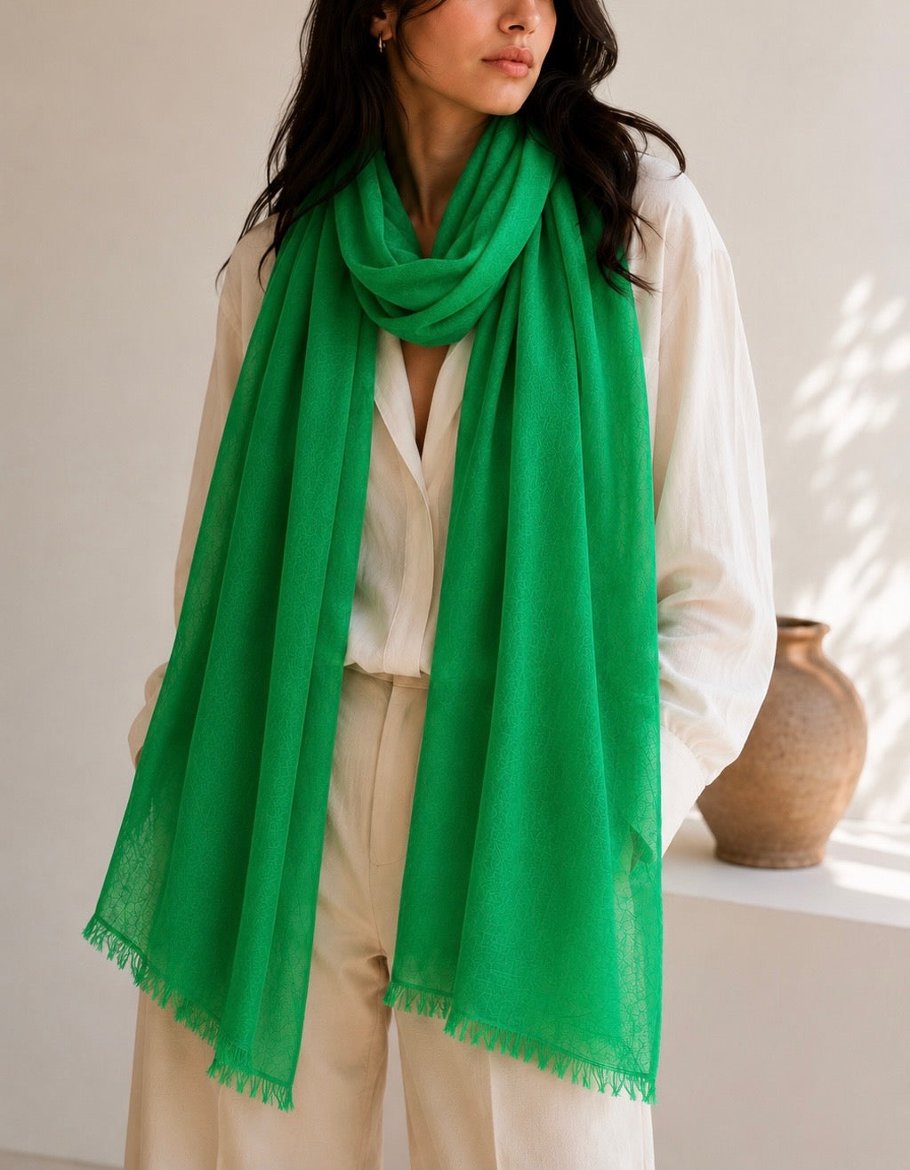 Emerald green cashmere shawl