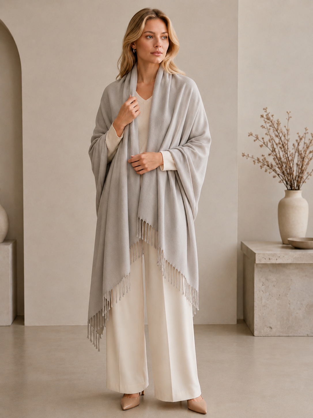 Gray pashmina shawl