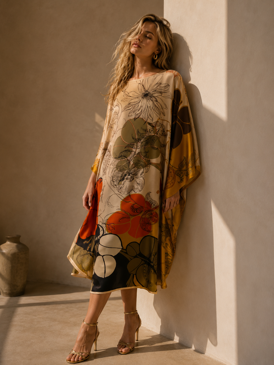 Loose fitting silk floral tunic