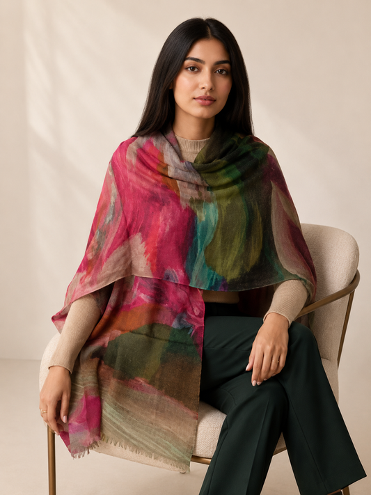 Hand loomed lightweight cashmere shawl