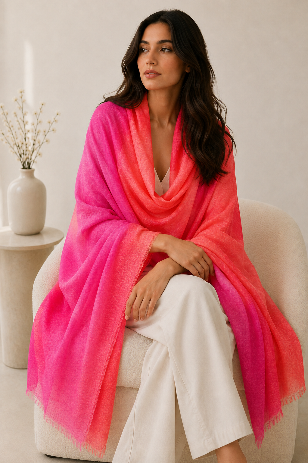 Handwoven cashmere shawl