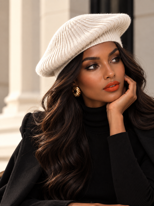 Cashmere beret on a beautiful model