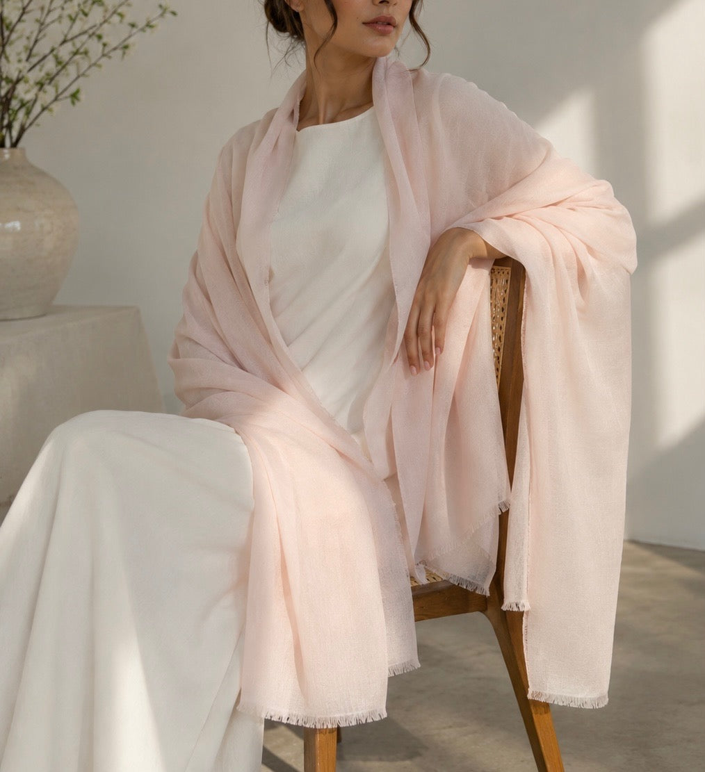 Soft pink cashmere shawl
