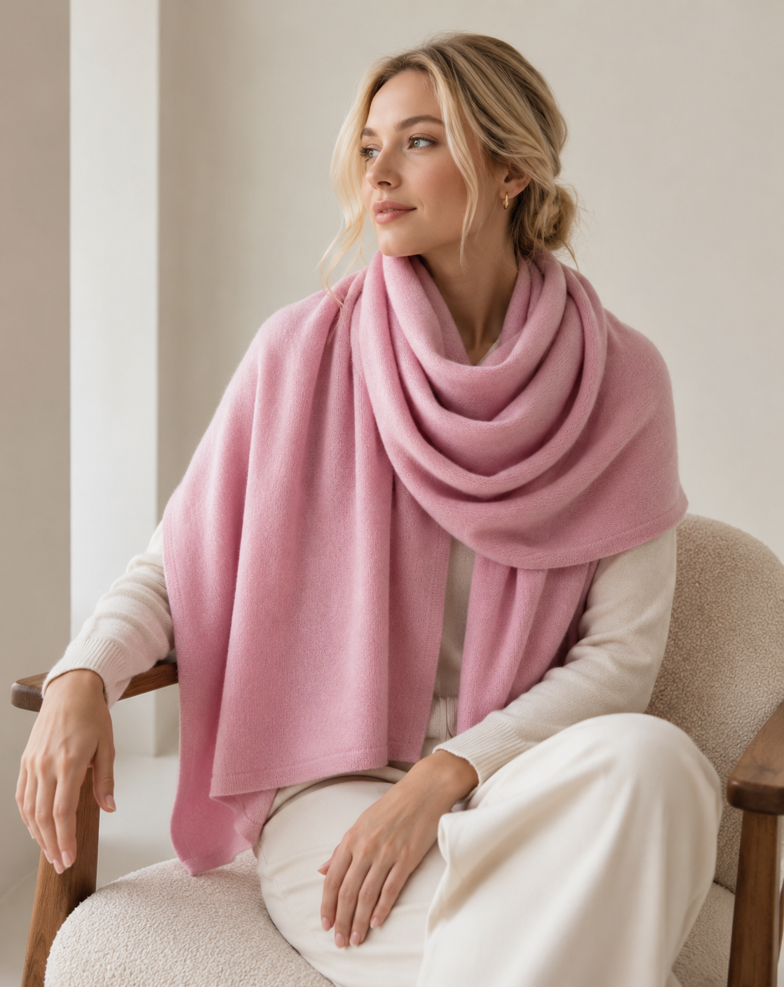 Luxury knitted cashmere shawl