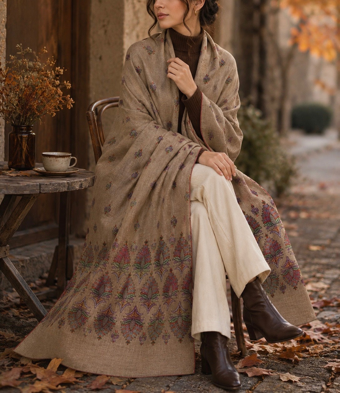 Heritage embroidered woven shawl