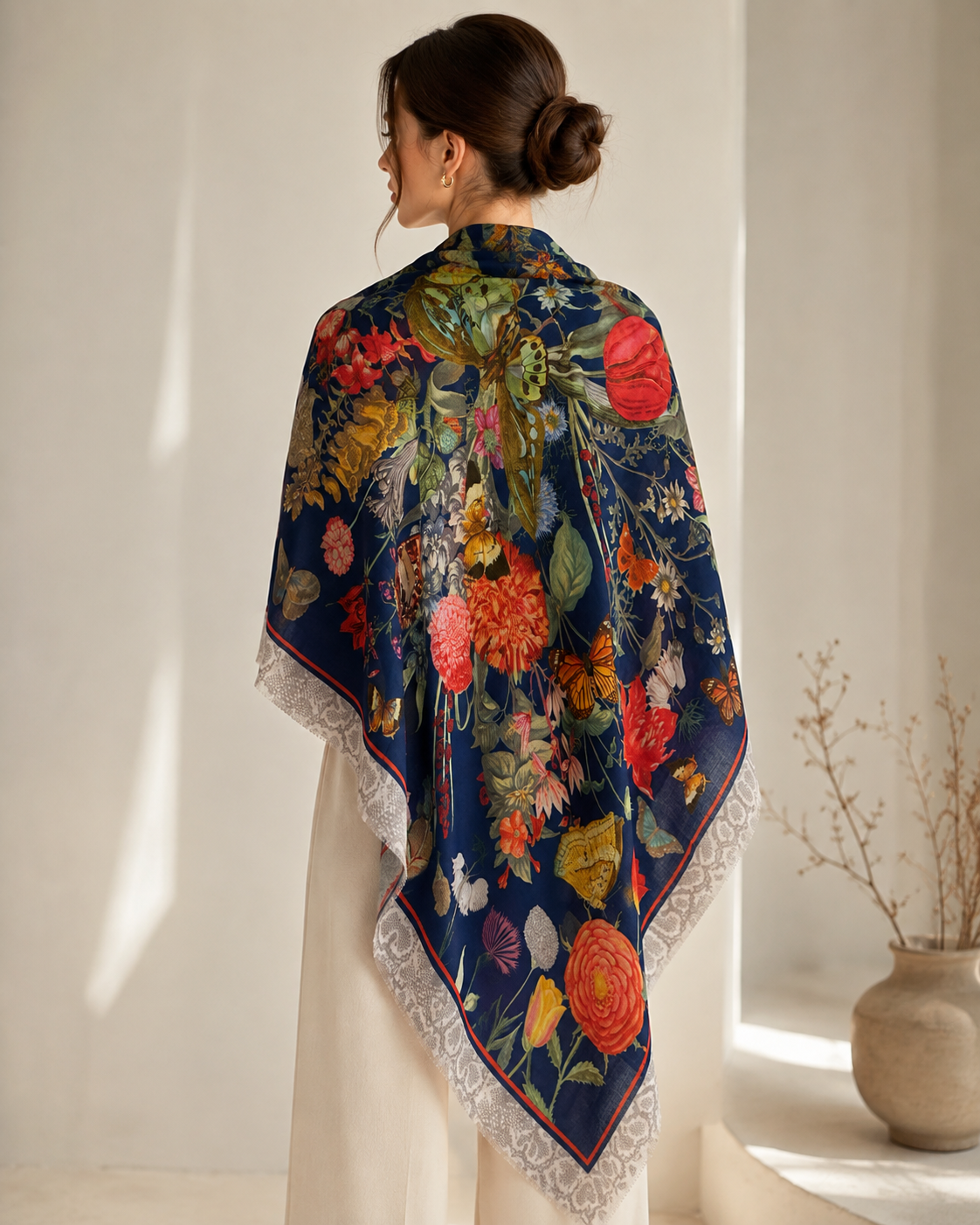Beautiful blue floral square wrap