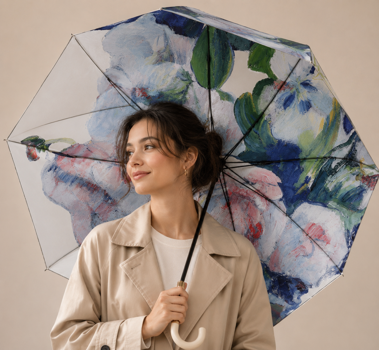 Blue Floral Umbrella