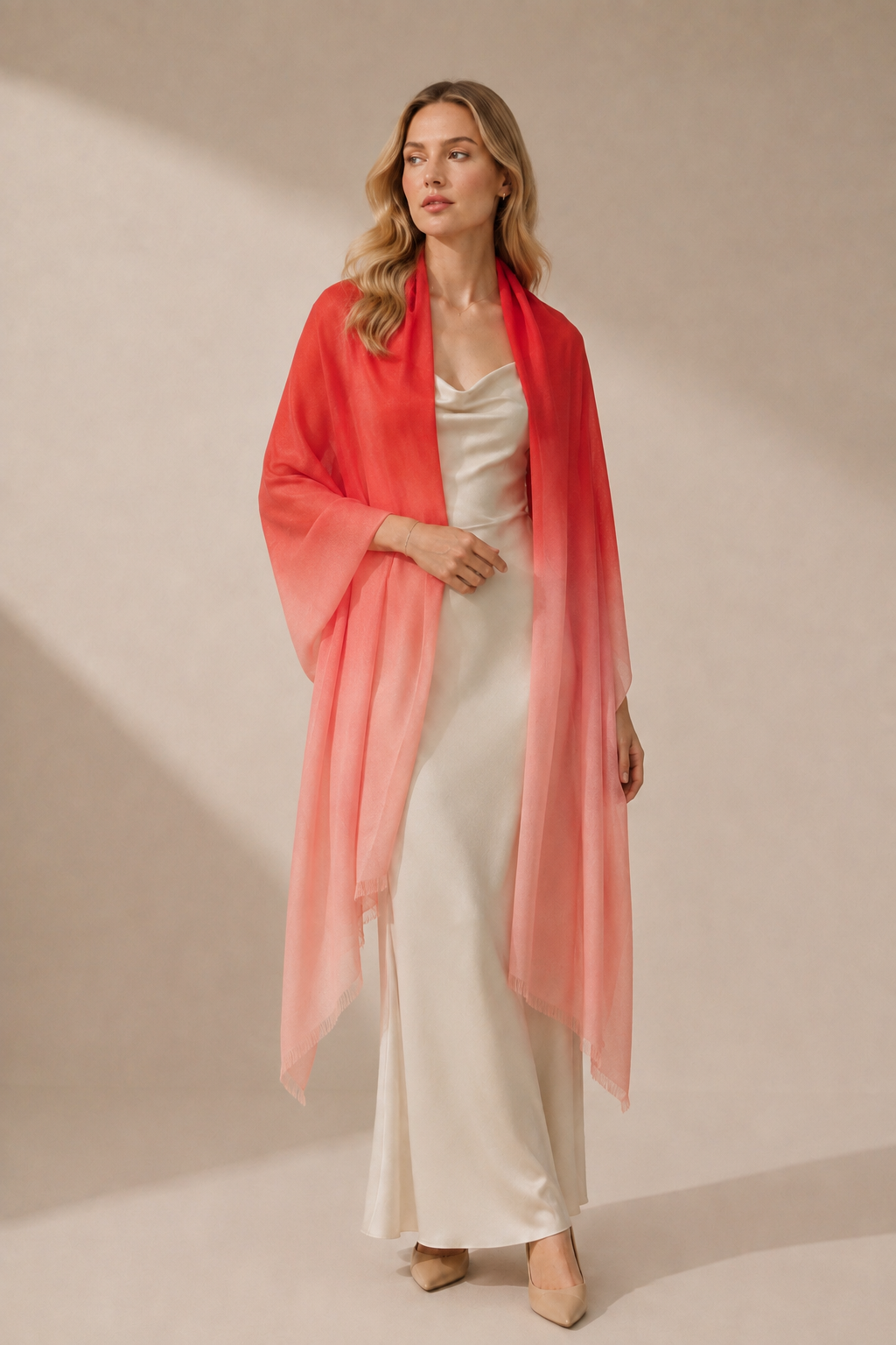 Two tone cashmere shawl