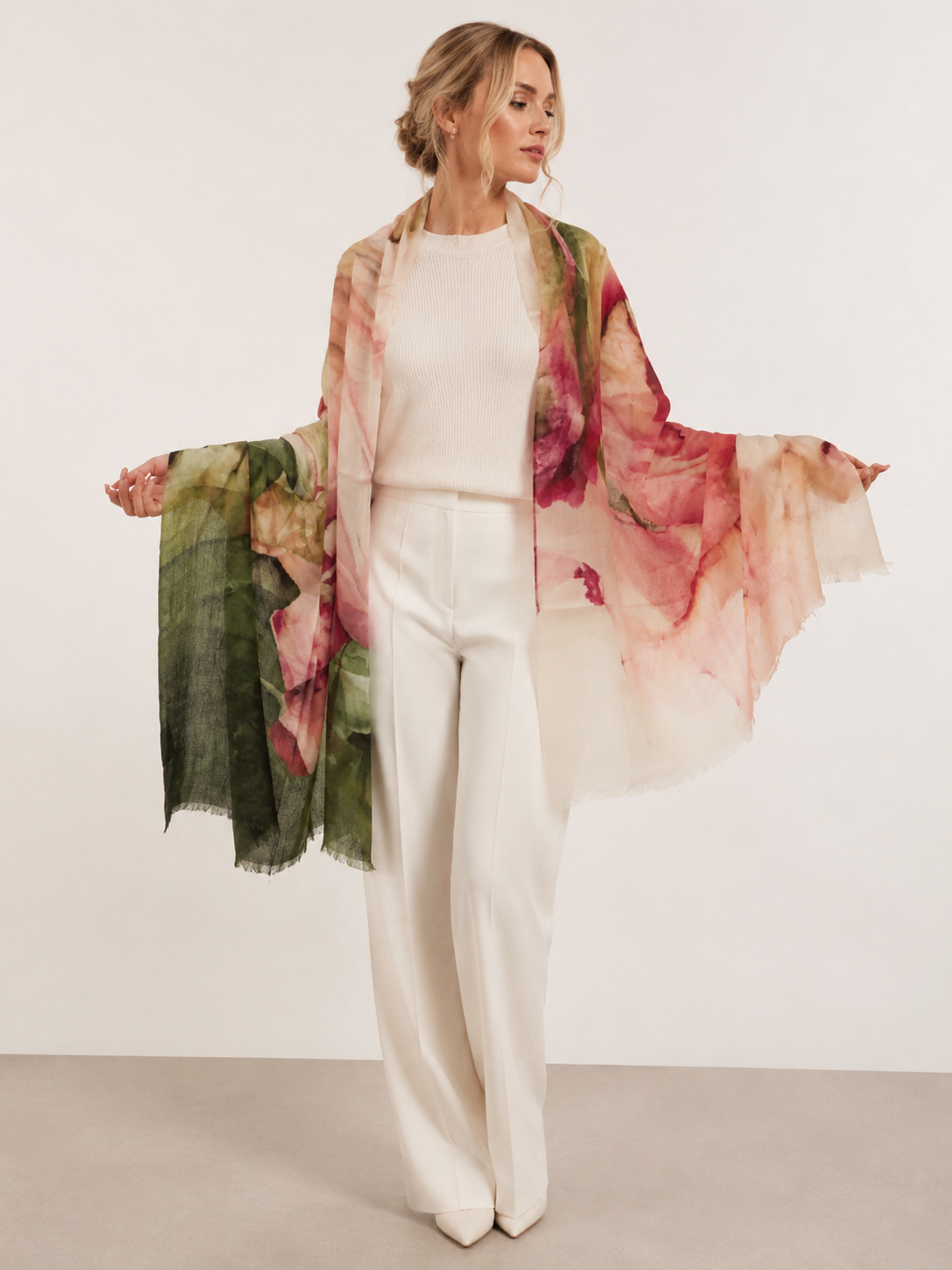 A beautiful floral cashmere scarf
