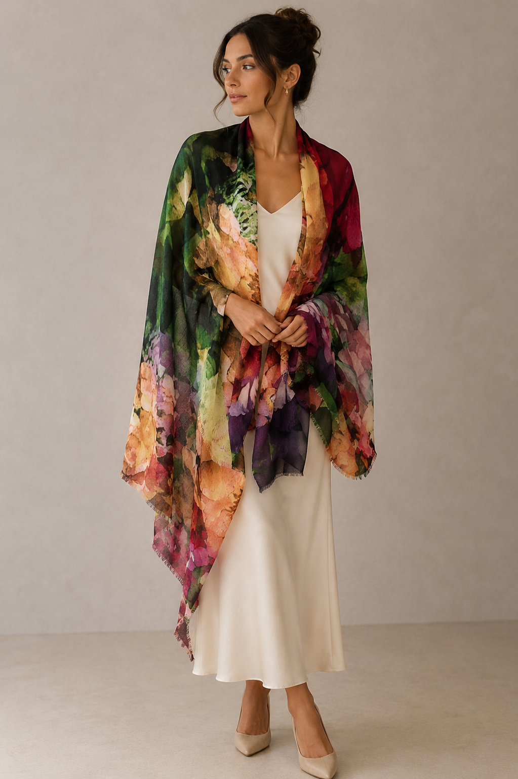 Floral cashmere shawl