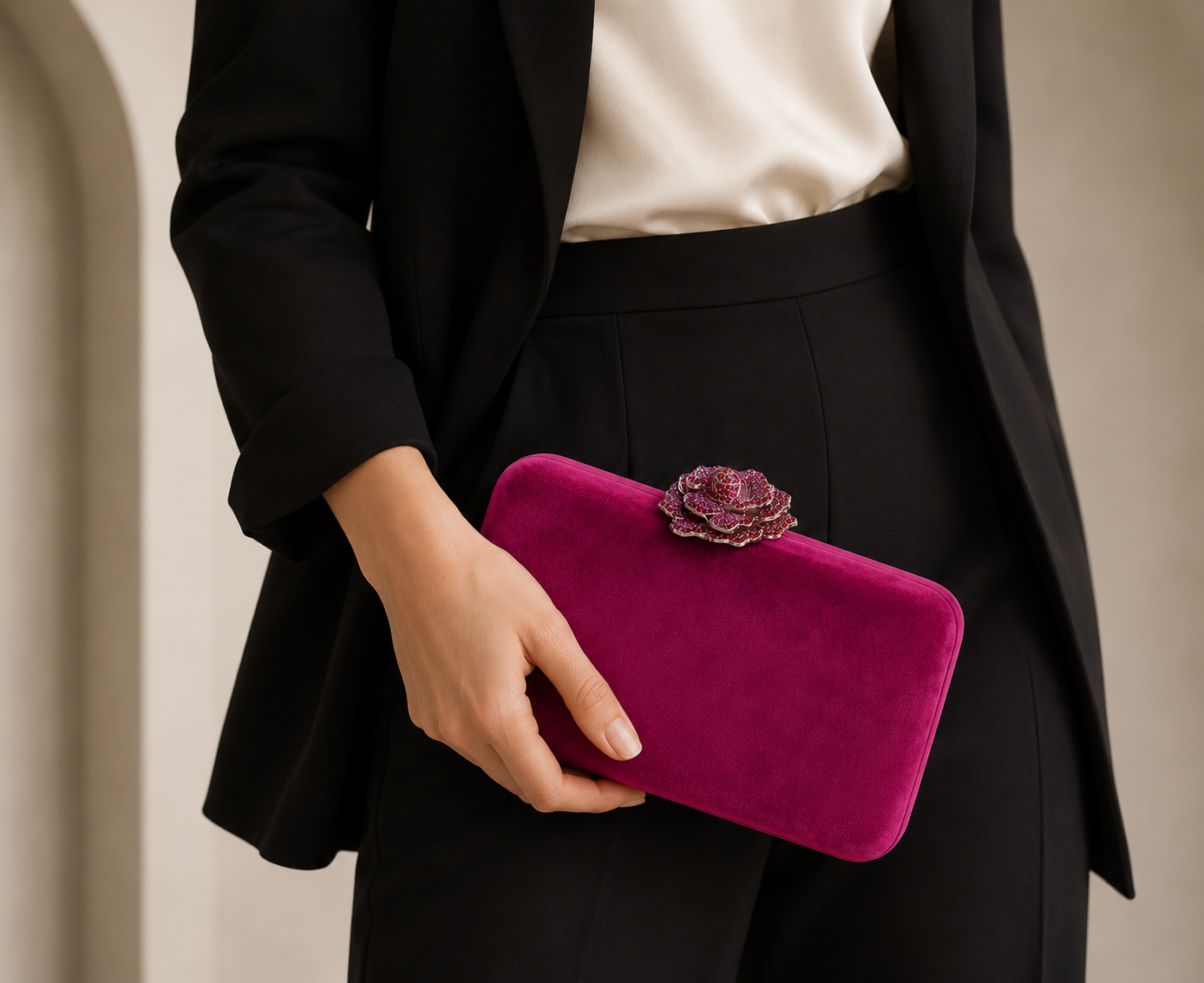 Pink rose clasp clutch