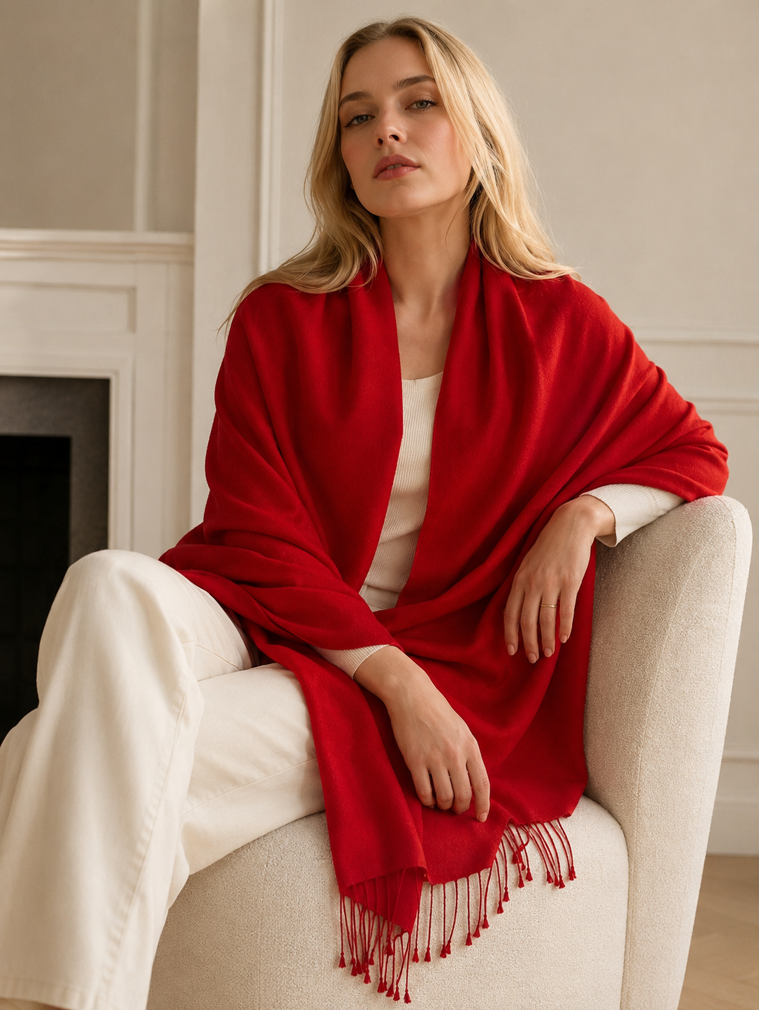 Red Pashmina shawl