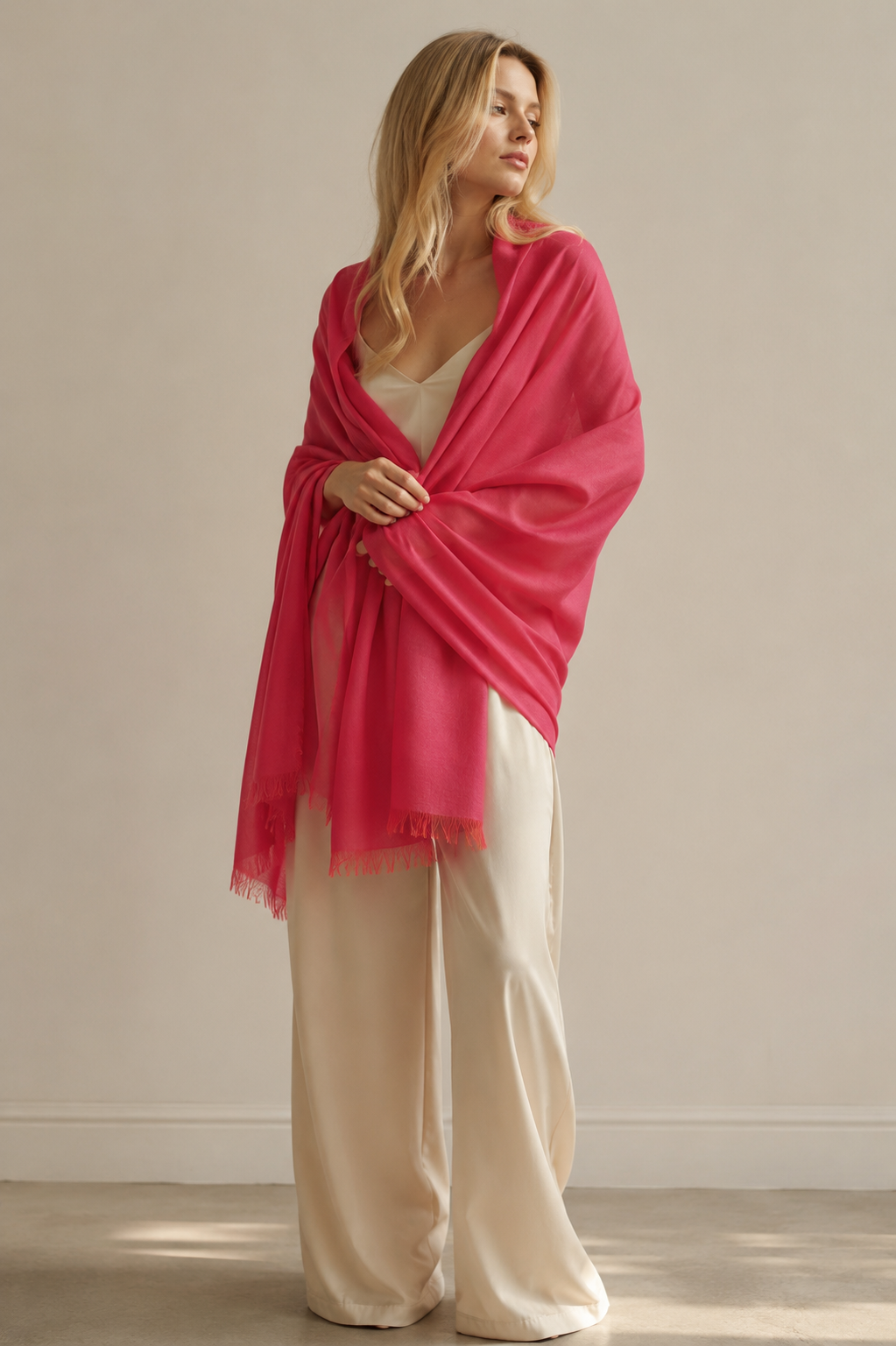 Pink cashmere shawl