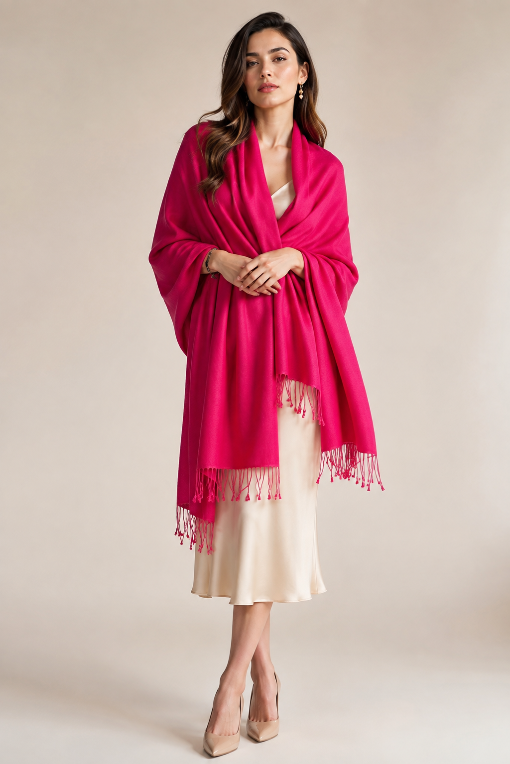 Handwoven pink pashmina shawl