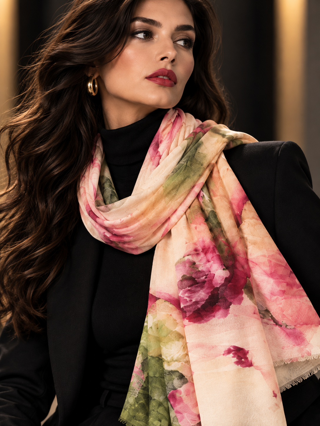 Floral cashmere scarf