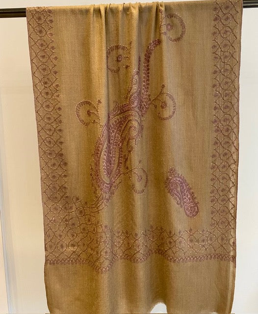 Kashmiri shawl draped beautifully - luxurious embroidered drape
