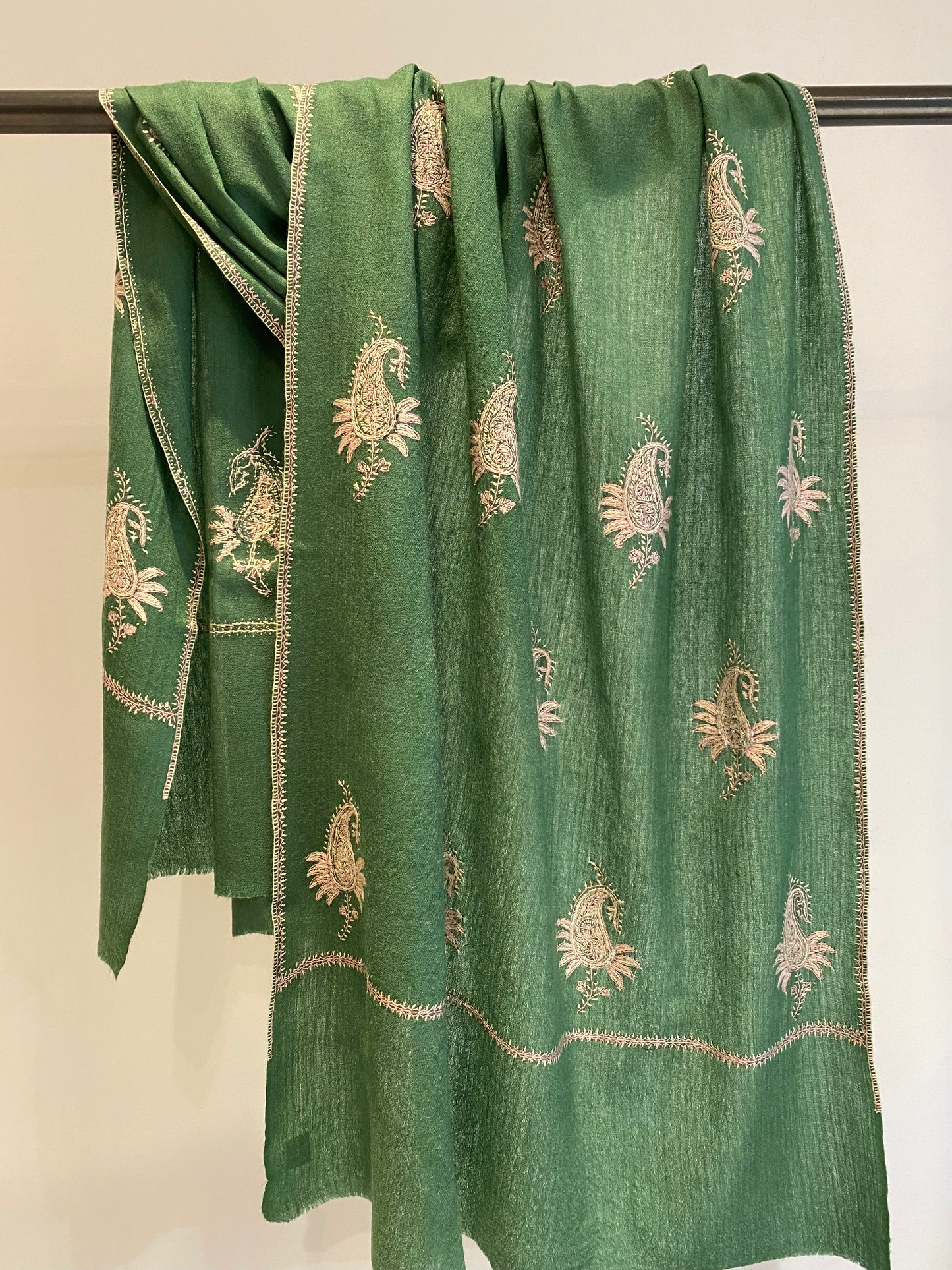 Kashmiri shawl with floral embroidery - traditional hand-crafted luxury