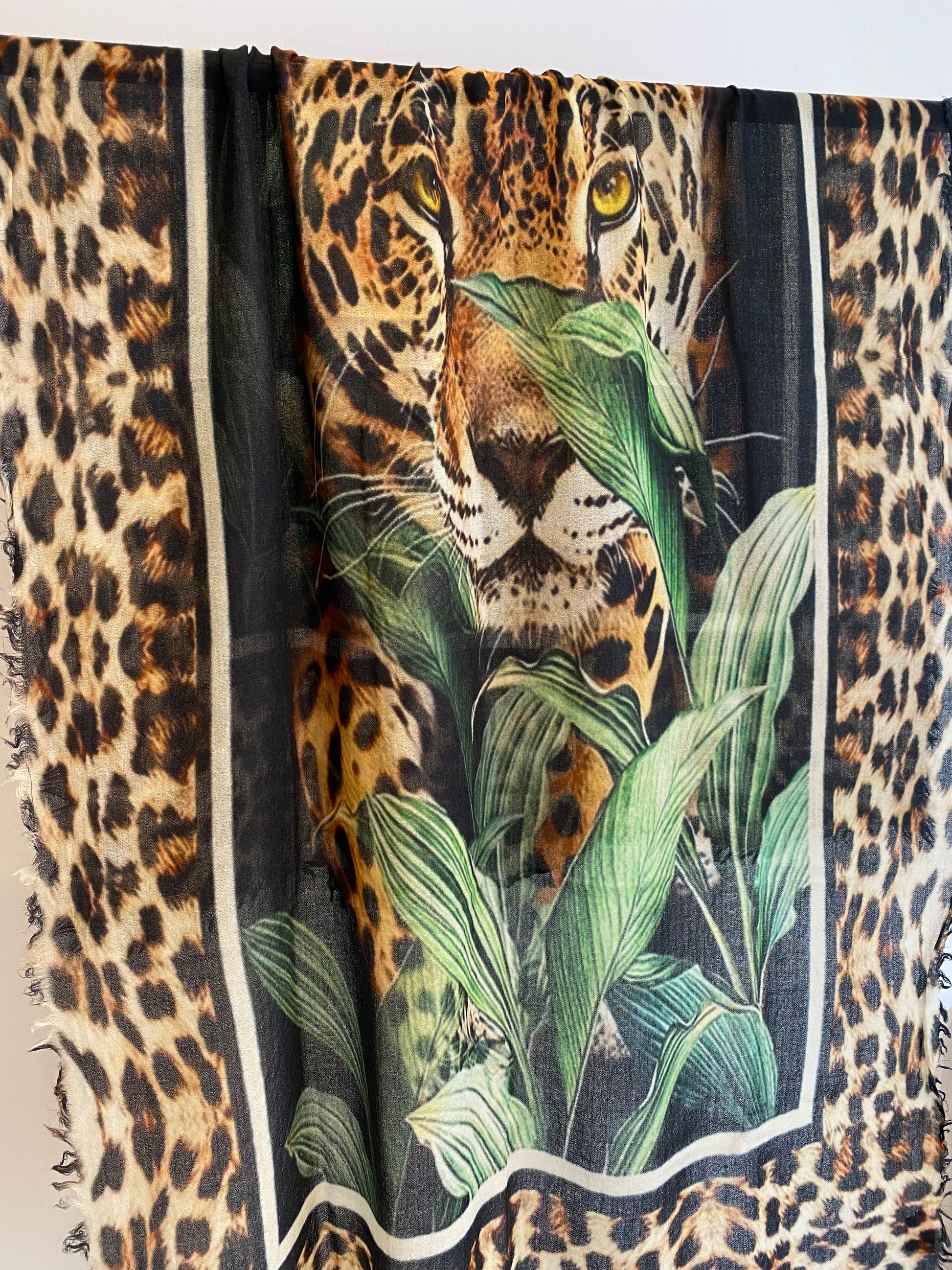 Wool shawl showing soft drape and cozy feel