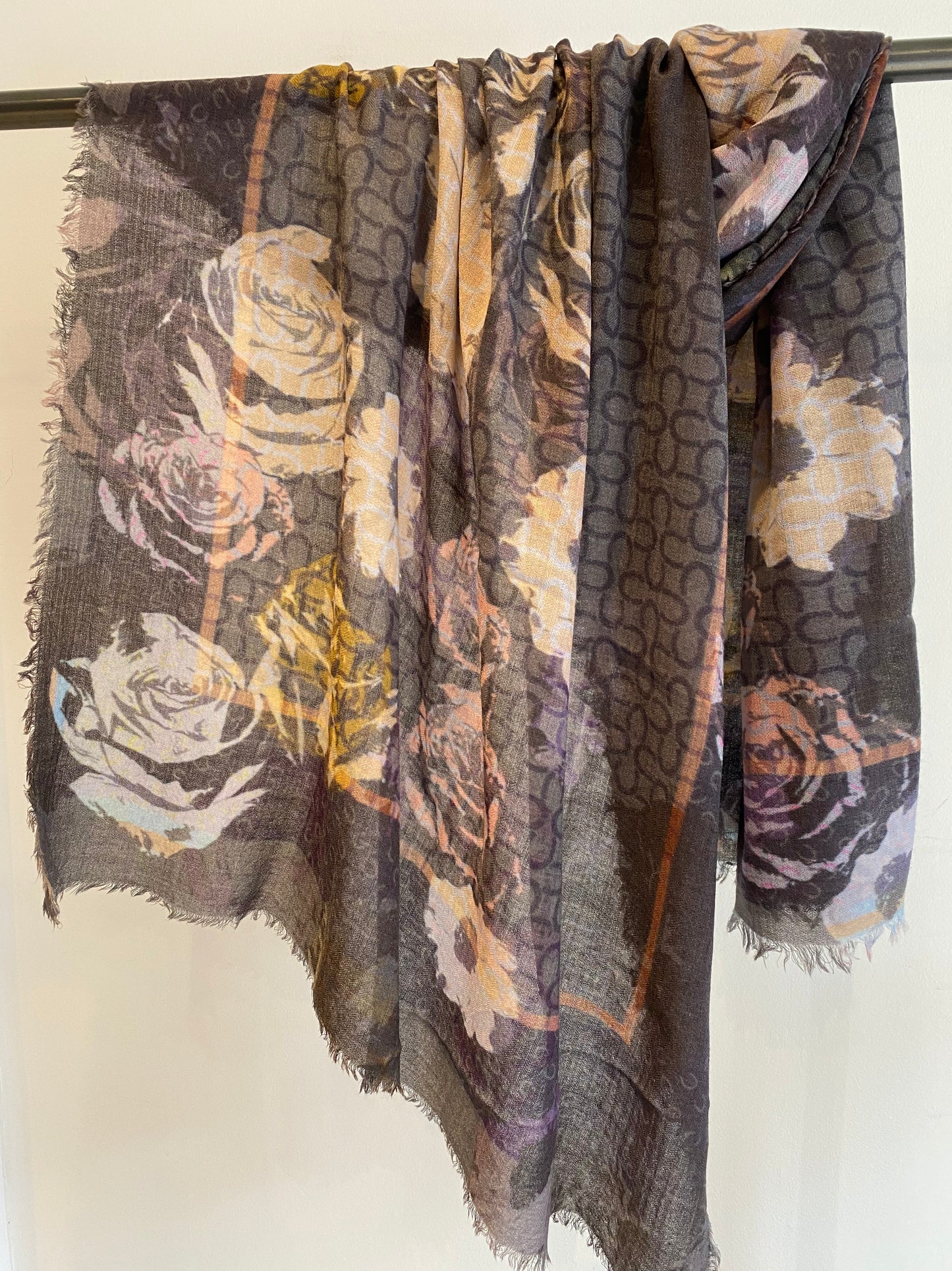 Wool shawl showing soft drape and cozy feel