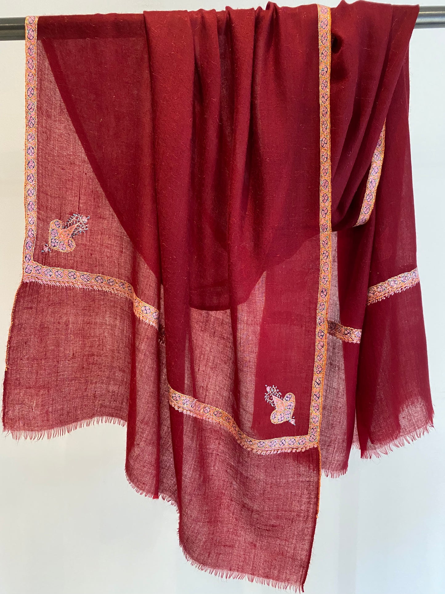 Detail of Kashmiri shawl premium embroidery and fine weave