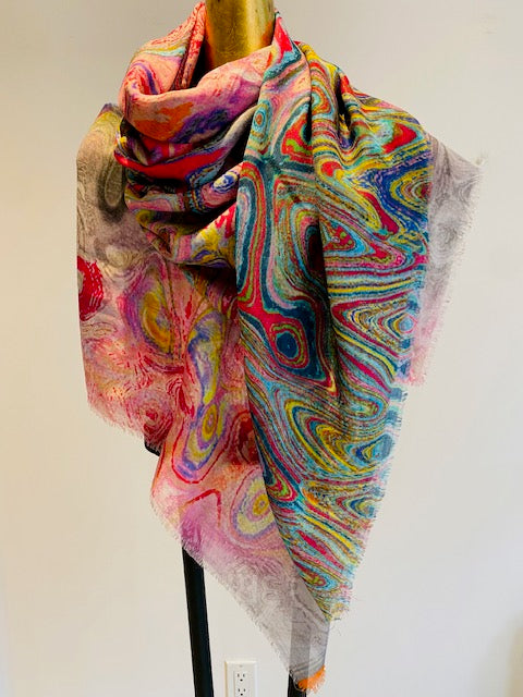 Square  Silk Wool Scarf.