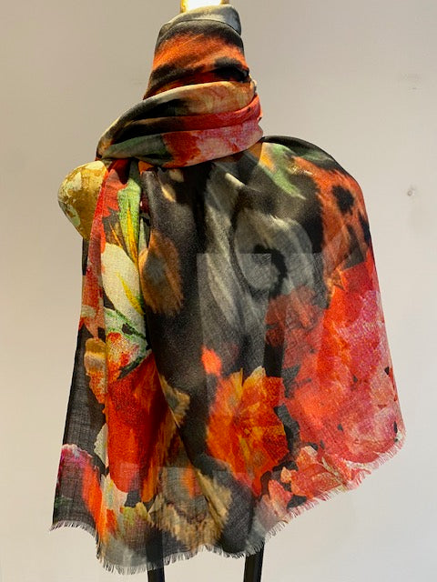 Wool & Silk Printed Scarf.        April Sale 25% Off ....At Checkout Use Code April25