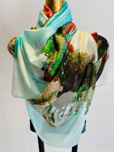 Colourful Printed Silk Scarf