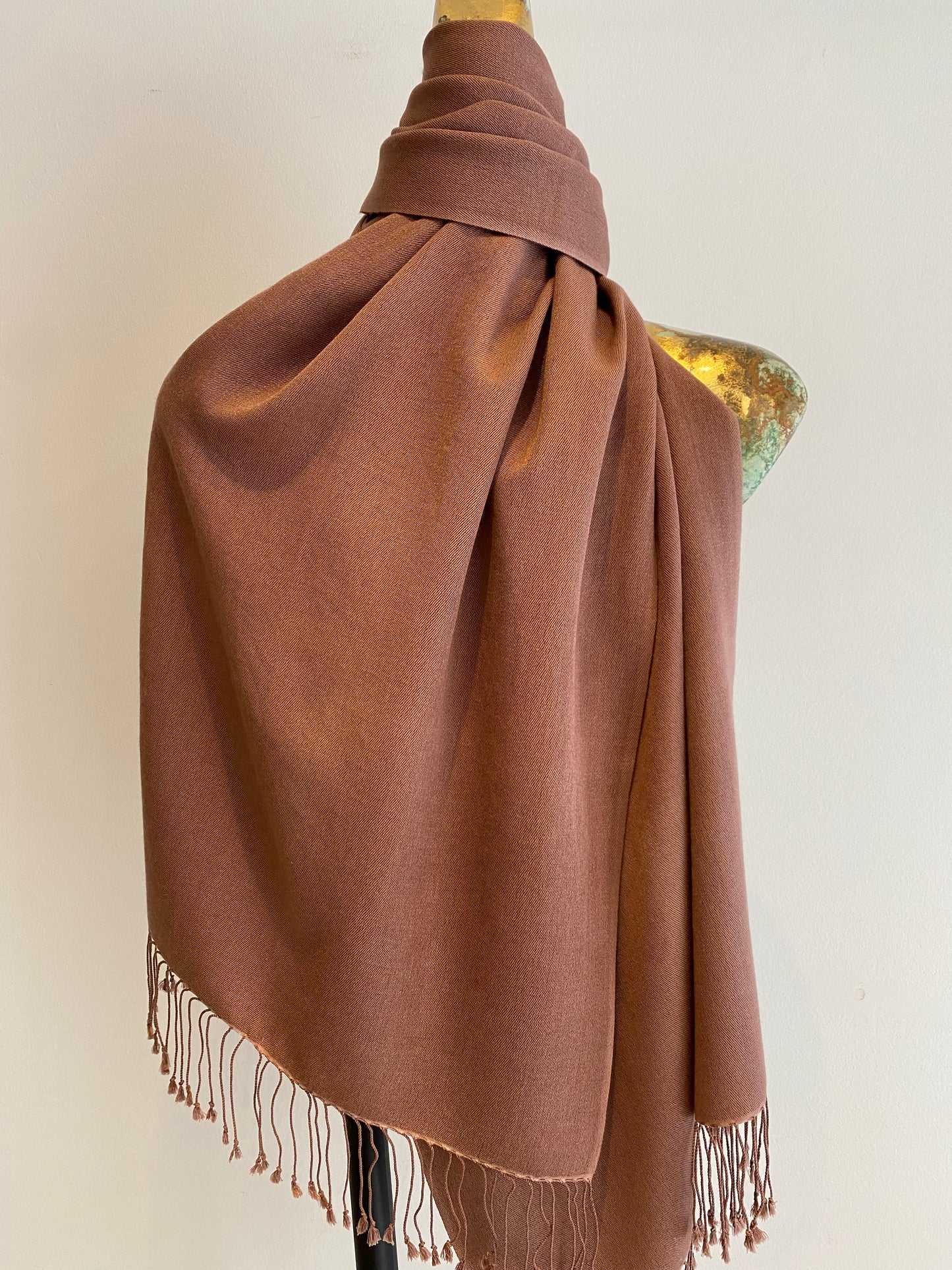 Pashmina scarf showing soft drape and luxurious texture