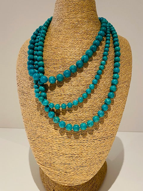 Triple Strand Turquoise Bead Necklace