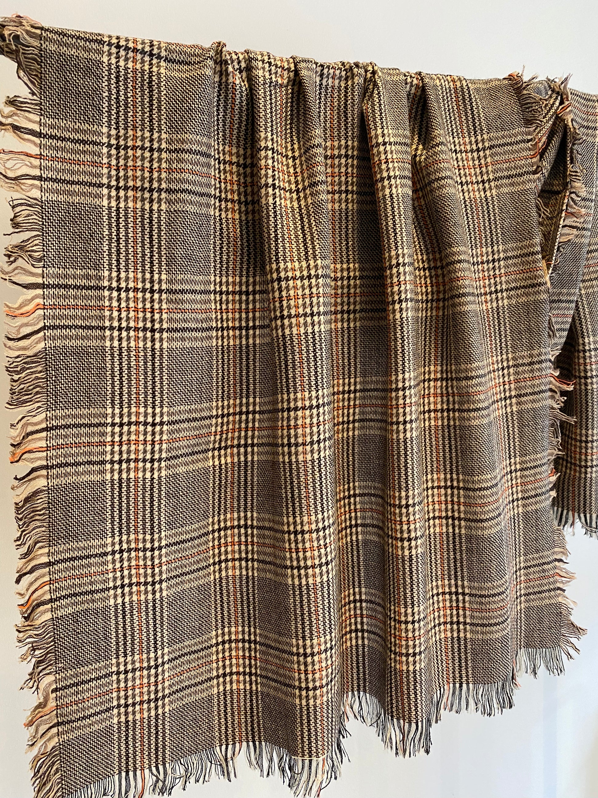 Herringbone shawl with warm neutral classic tones