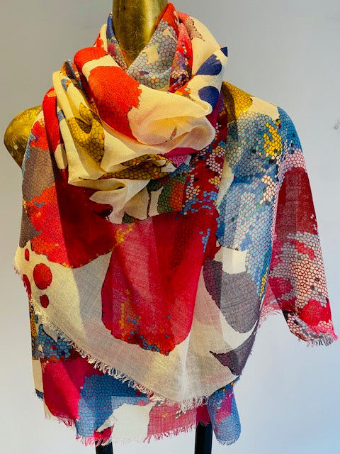 Wool & Silk Printed Scarf.        April Sale 25% Off ....At Checkout Use Code April25
