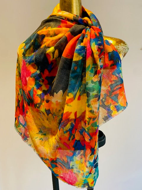 Wool & Silk Printed Scarf.        April Sale 25% Off ....At Checkout Use Code April25
