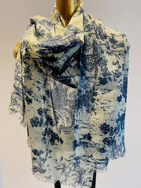 Wool & Silk Printed Scarf.        April Sale 25% Off ....At Checkout Use Code April25