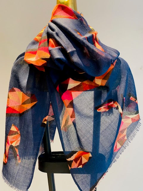 Wool & Silk Printed Scarf.        April Sale 25% Off ....At Checkout Use Code April25