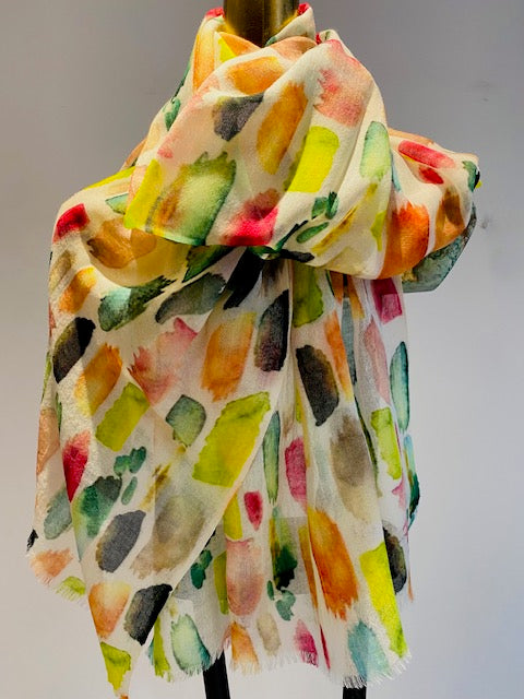 Wool & Silk Printed Scarf.        April Sale 25% Off ....At Checkout Use Code April25