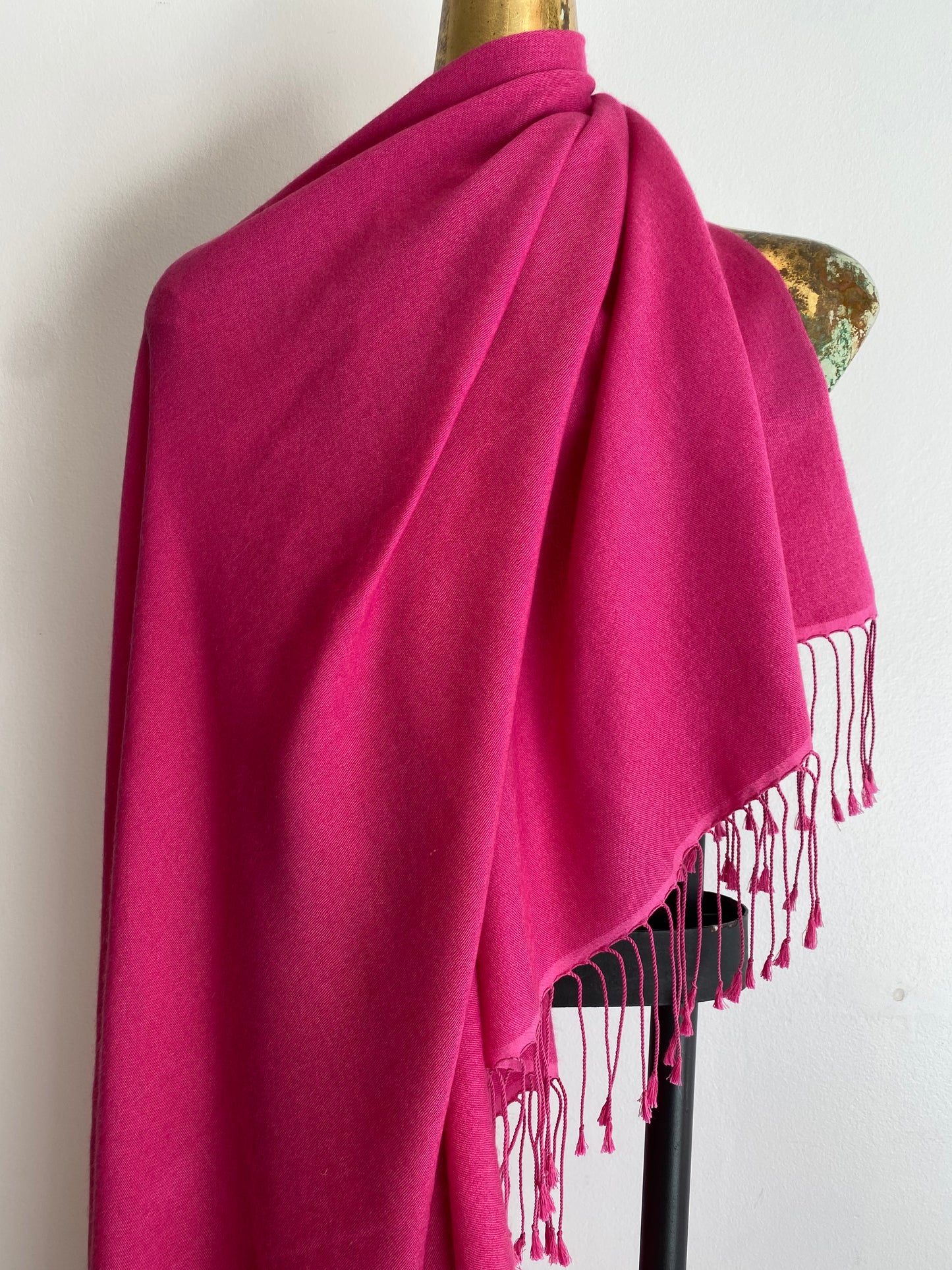 A pink Pashmina shawl with beautiful drape