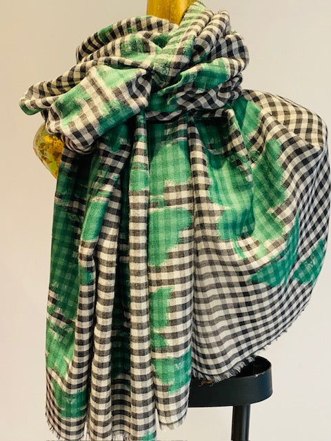 Wool & Silk Printed Scarf.        April Sale 25% Off ....At Checkout Use Code April25