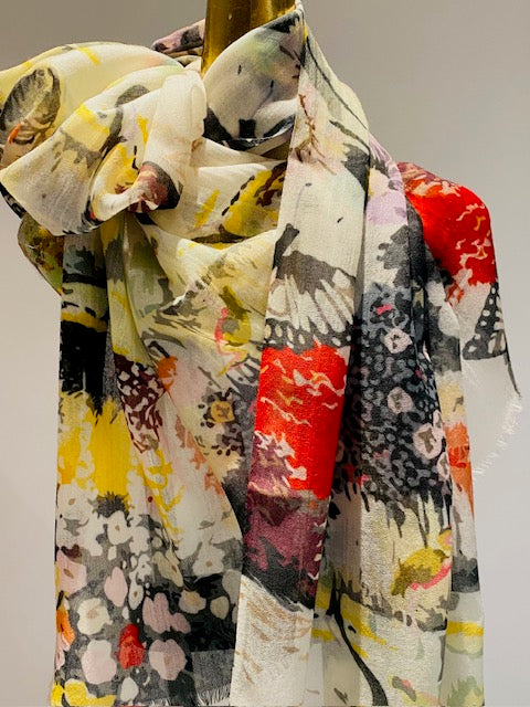 Wool & Silk Printed Scarf.        April Sale 25% Off ....At Checkout Use Code April25