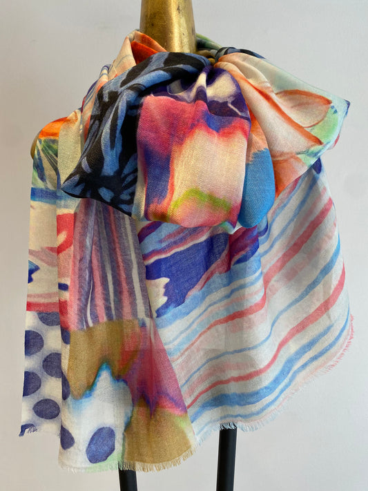 Wool & Silk Printed Scarf- 60% Off
