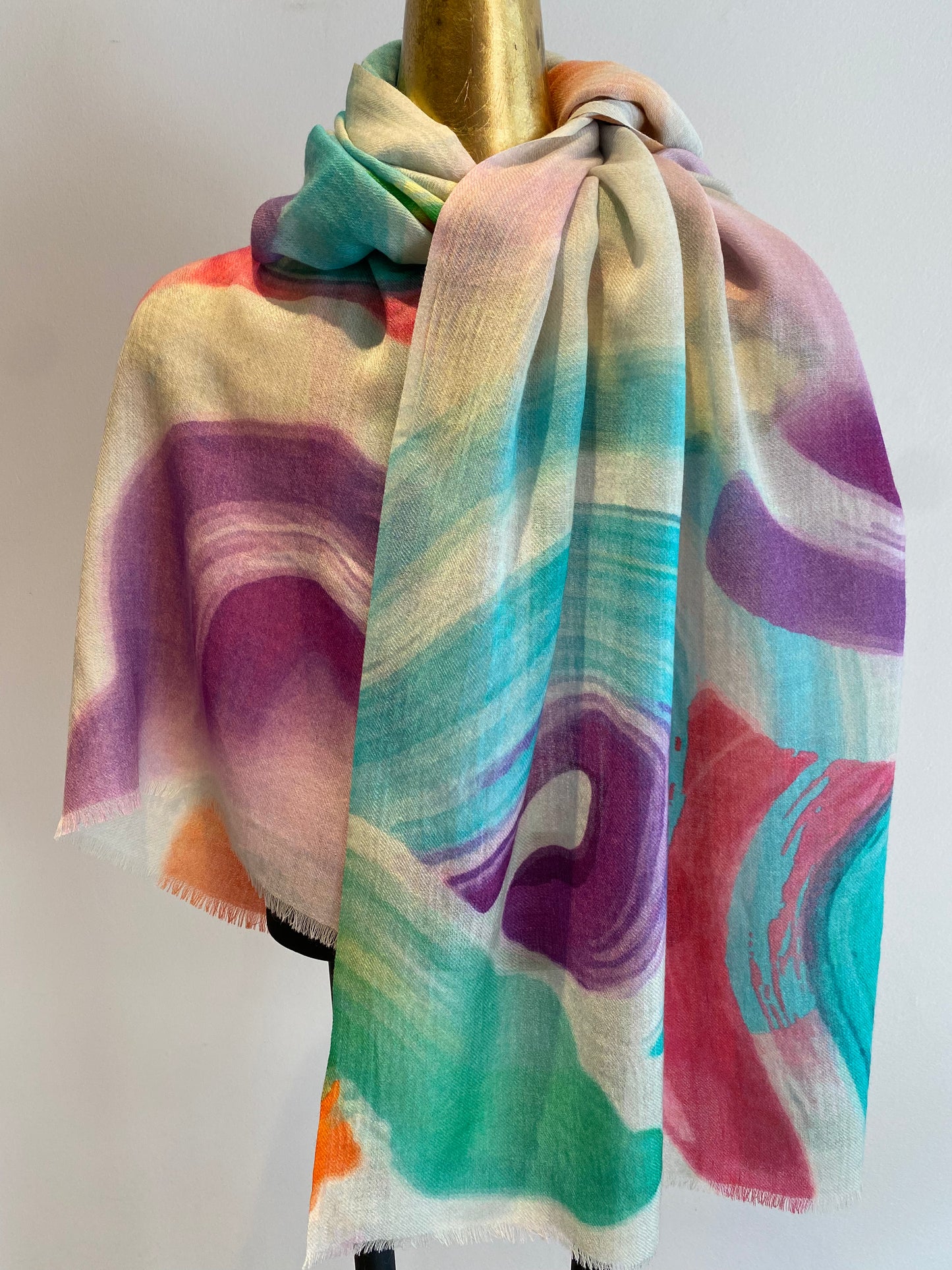 Wool & Silk Printed Scarf.        April Sale 25% Off ....At Checkout Use Code April25