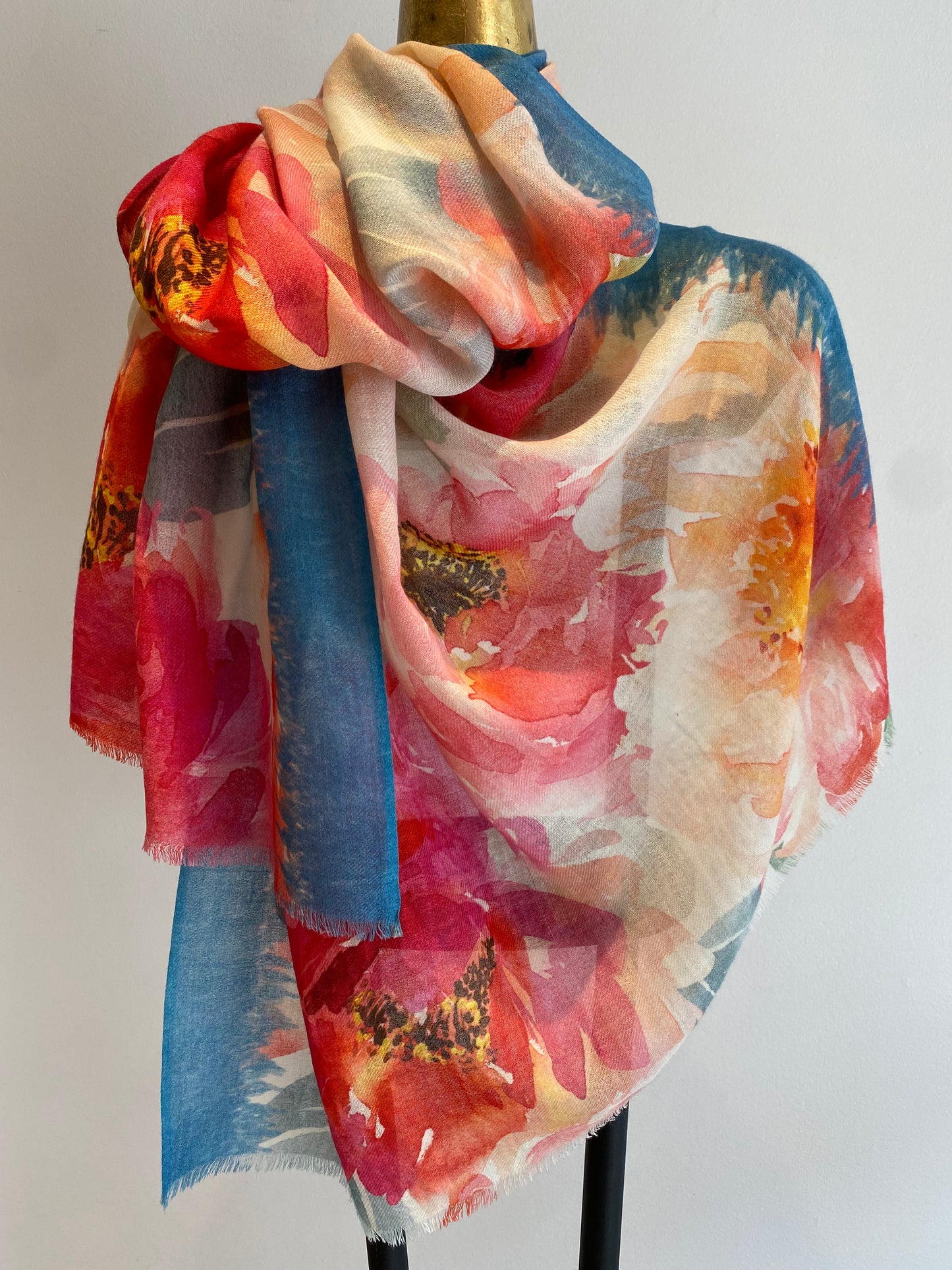 Wool & Silk Printed Scarf.        April Sale 25% Off ....At Checkout Use Code April25
