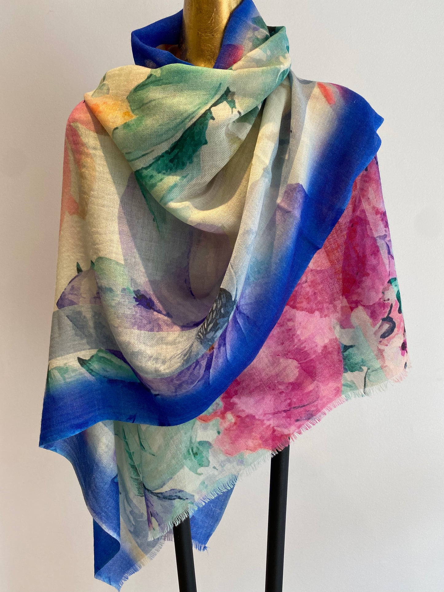 Wool & Silk Printed Scarf.        April Sale 25% Off ....At Checkout Use Code April25