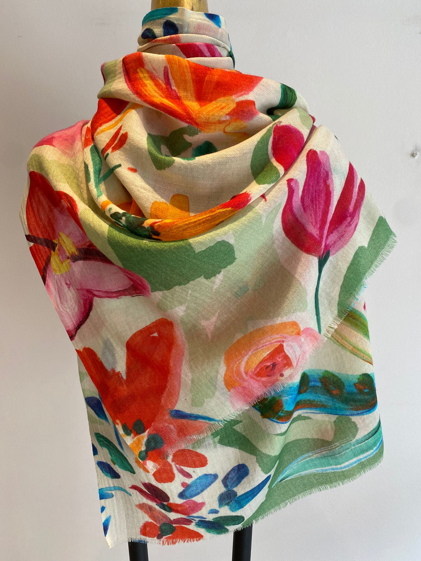 Wool & Silk Printed Scarf.        April Sale 25% Off ....At Checkout Use Code April25