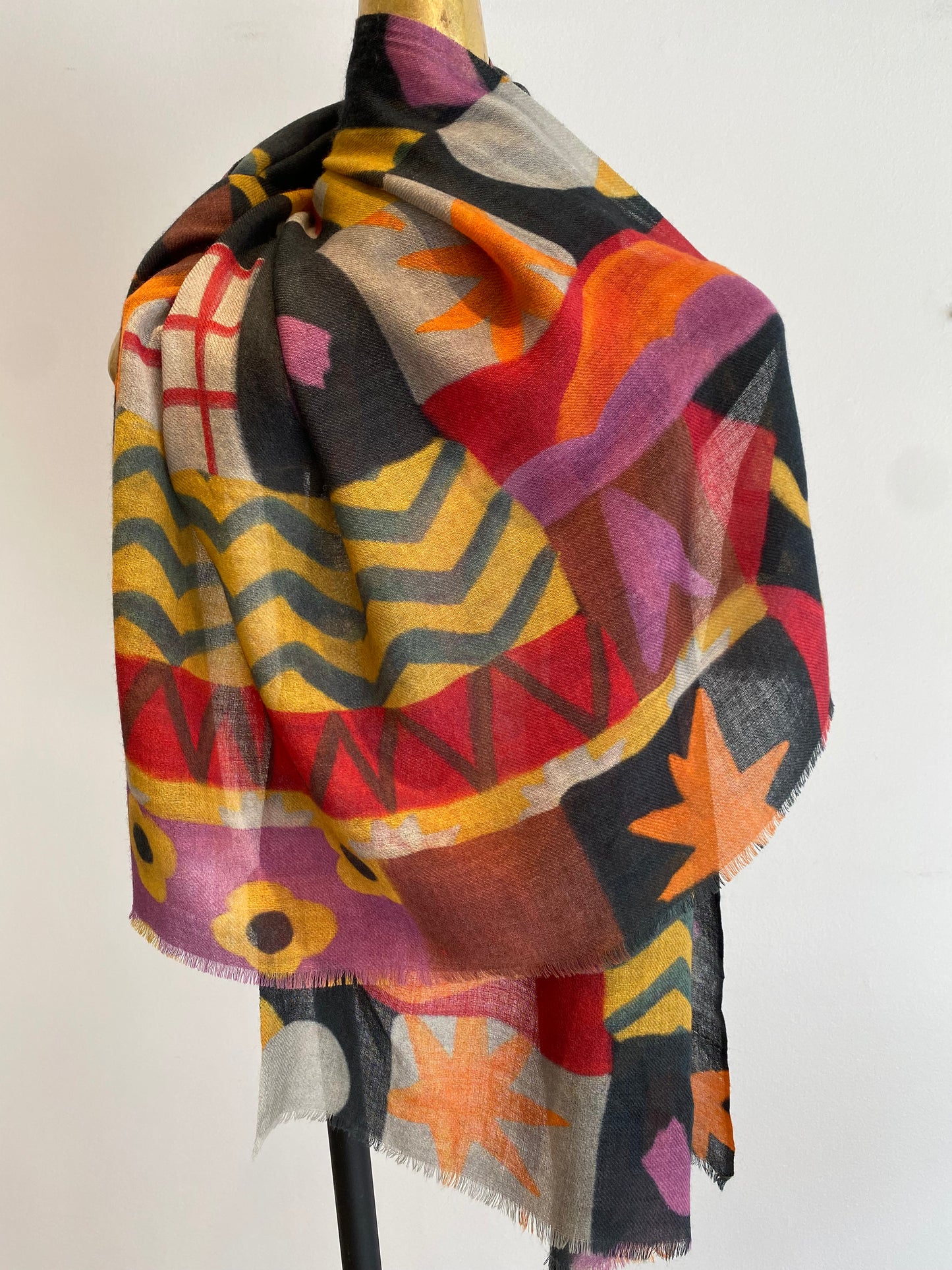Wool & Silk Printed Scarf.        April Sale 25% Off ....At Checkout Use Code April25